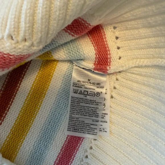 Gap Boat Neck Sweater Striped Long Sleeve Cream Cotton Casual Trendy Knit Medium - Picture 6 of 6